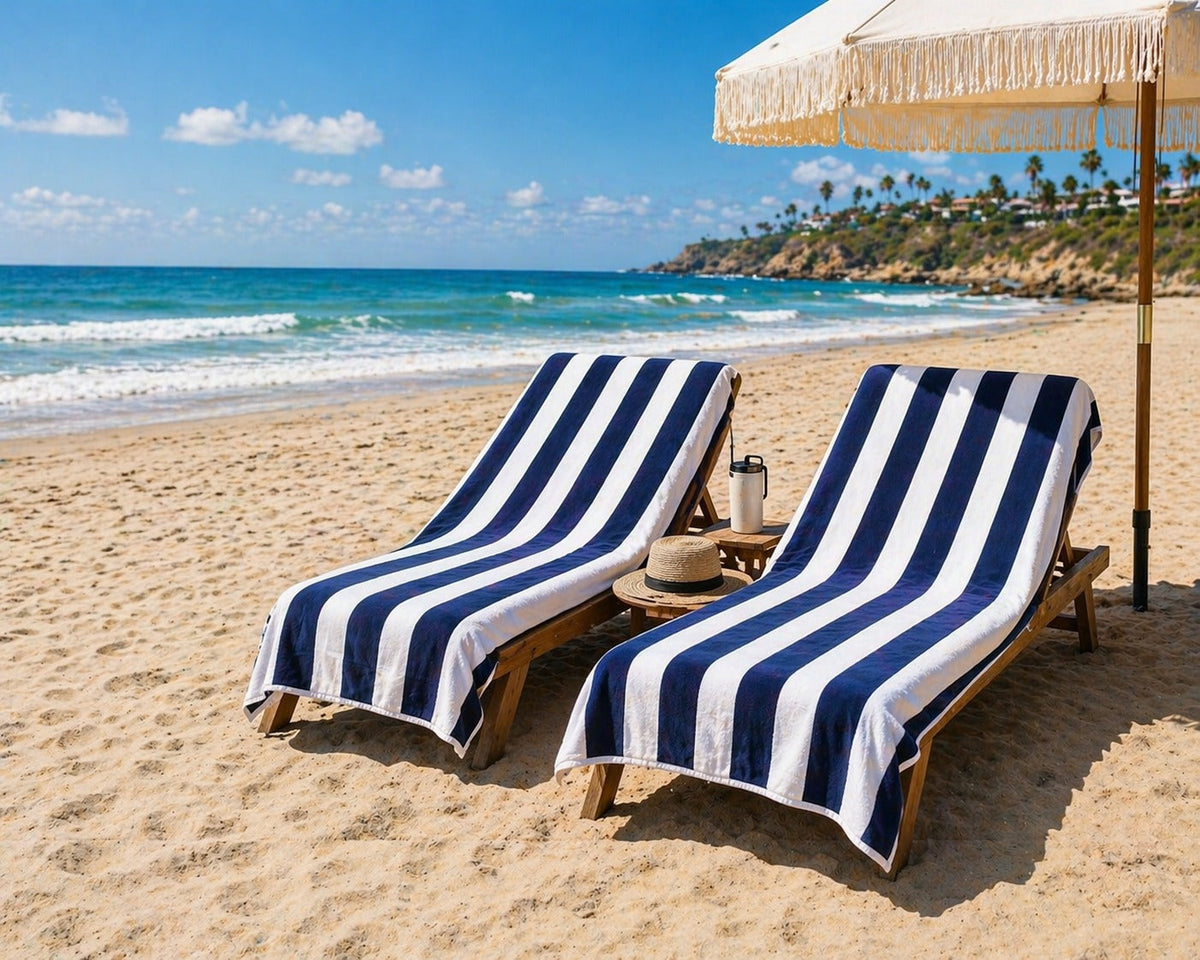 Cabana Beach Towels 4-Pack – Oversized 36" x 66" Striped Pool & Beach Towels, Soft Quick-Dry Cotton Blend Bath Towels for Beach, Pool, Vacation & Summer Travel