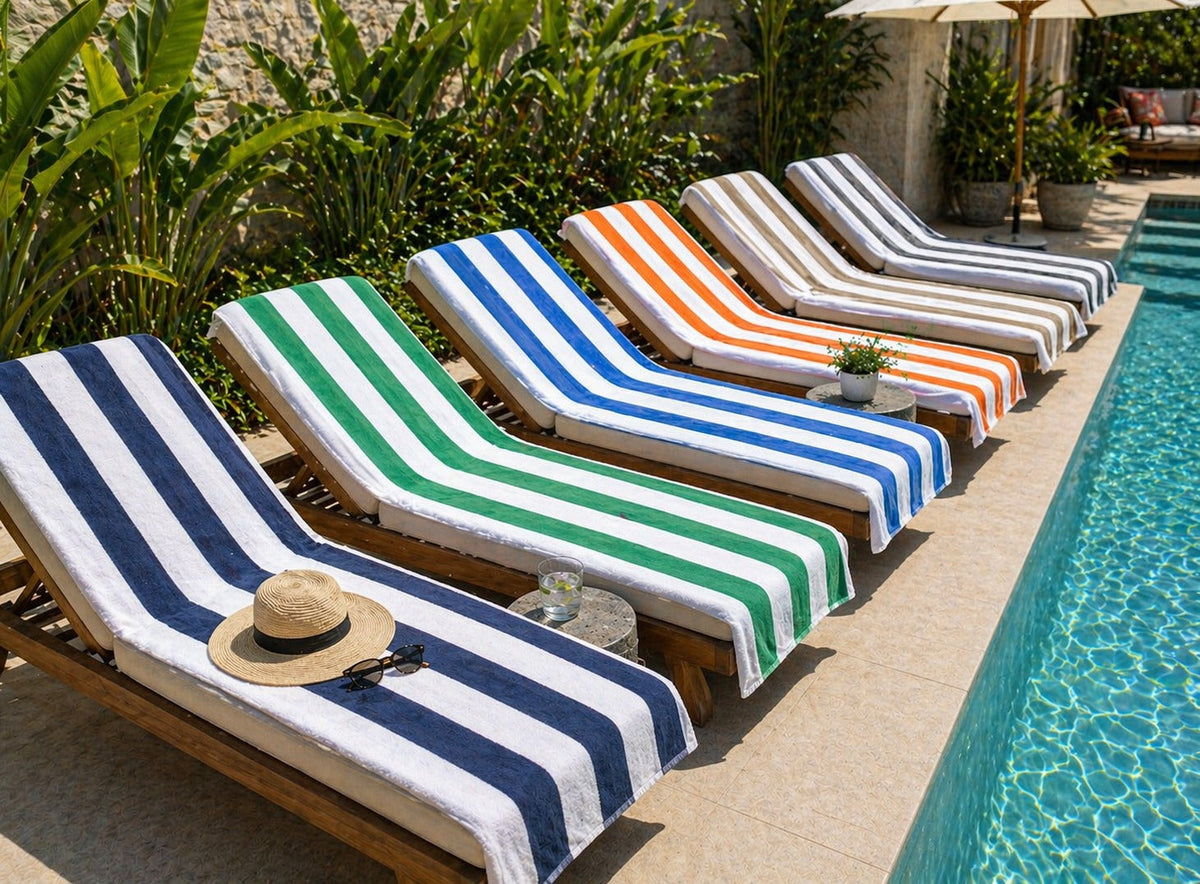 Cabana Beach Towels 4-Pack – Oversized 36" x 66" Striped Pool & Beach Towels, Soft Quick-Dry Cotton Blend Bath Towels for Beach, Pool, Vacation & Summer Travel