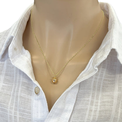 Gold Apple Necklace Cute Teacher Gift Kawaii Dainty Fruit Jewelry