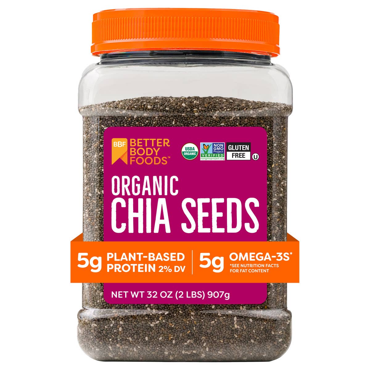 BetterBody Foods Organic Chia Seeds 2 lbs, 32 Oz