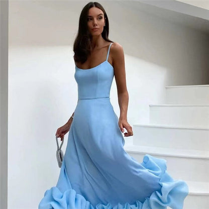 Solid Color Halter A-Line Swing Dress