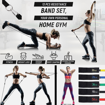 JupiterGear Intey Resistance Bands Set Exercise Bands with Protective Sleeve - Portable Resistance Bands with Door Anchor, Handles, Legs Ankle Straps - Home Gym Resistance Training [13 Pcs Set]