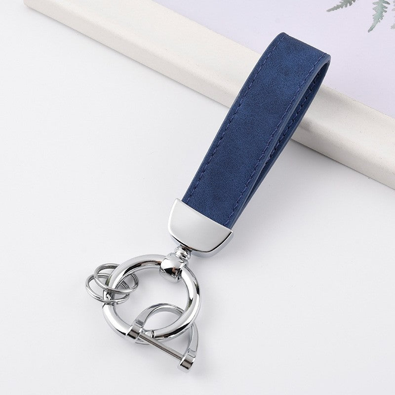 Leather Keychain with Metal Accent: Solid Color