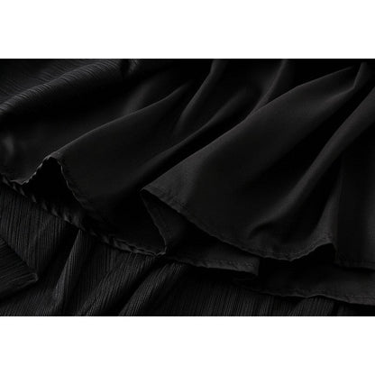 Metallic Pleated A-Line Skirt with Elastic Waist in Solid Color