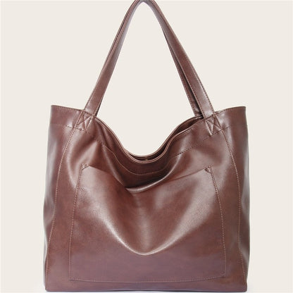 Leather Shoulder Bag with Front Pocket