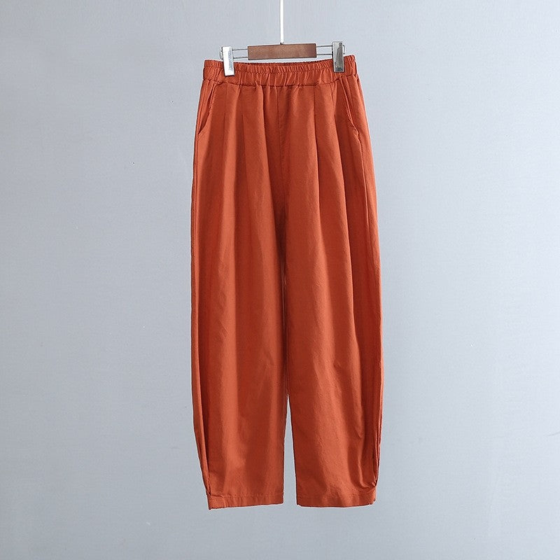 Relaxed Fit Monochrome Lantern Trousers for Versatile Styling