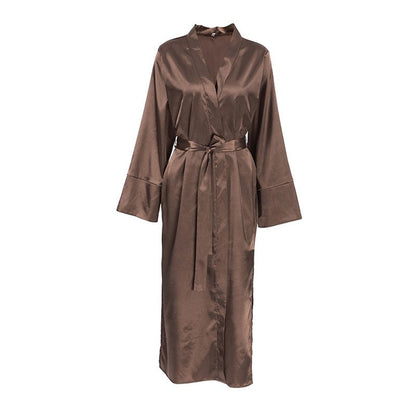 Long Sleeve Tie-Waist Robe with Side Slits