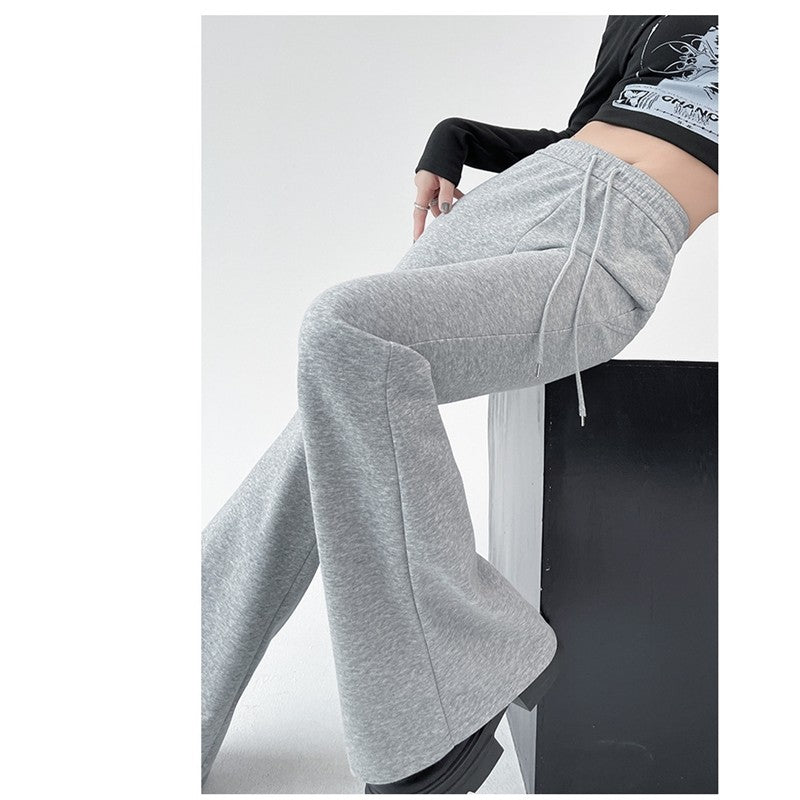 Flared Sports Pants with Elastic Waistband in Solid Color