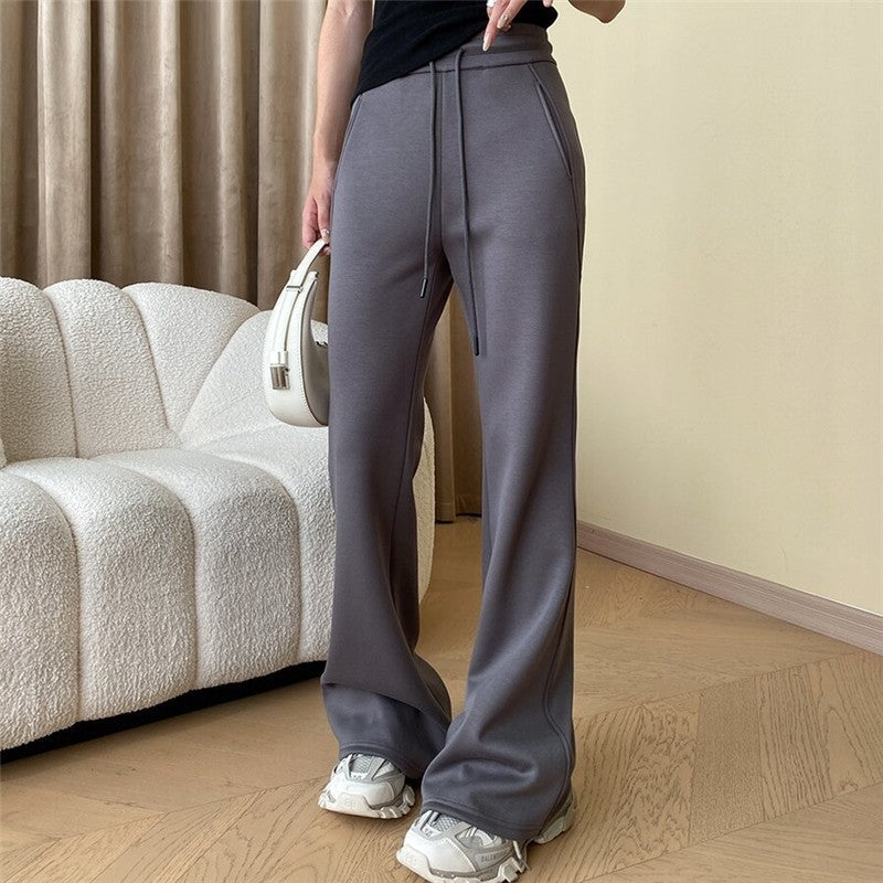 High-Waisted Flared Pants with Velvet-Lined Interior