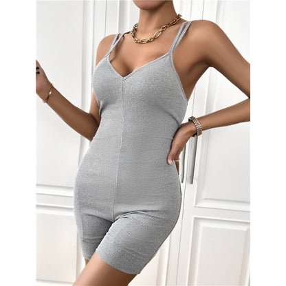 Solid Color Spaghetti Strap Skinny Bodysuit Romper