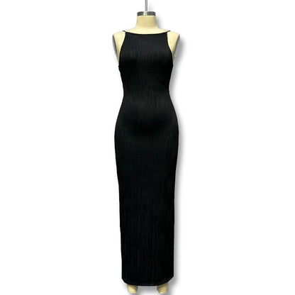 Solid Color Sleeveless Halter Dress