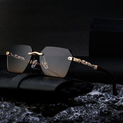 Fashion Retro Frameless UV400 Sun Protection Outdoor Eyewear Sunglasses