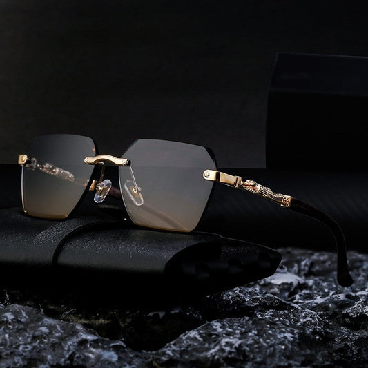 Fashion Retro Frameless UV400 Sun Protection Outdoor Eyewear Sunglasses