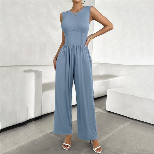 Sleek Sleeveless Jumpsuit in Solid Color