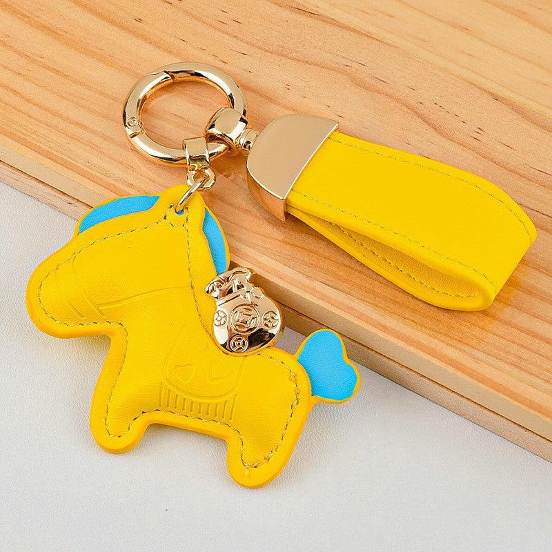 Cute Pony Shaped Leather Keychain Pendant