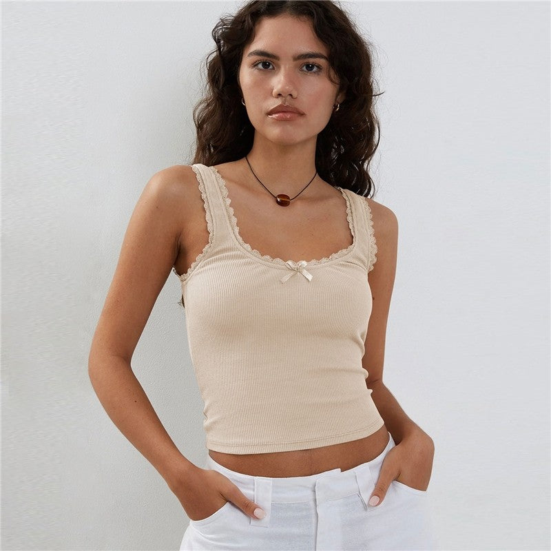 Knit Camisole with Solid Color Detail