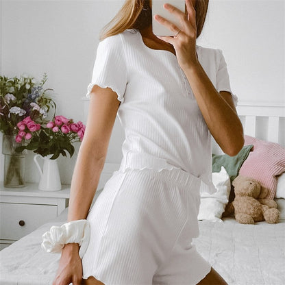 Solid Color Tank Top and Shorts Lounge Set