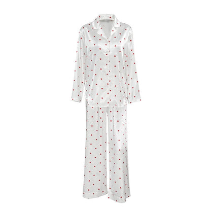Printed Collar Long Sleeve Pajama Set