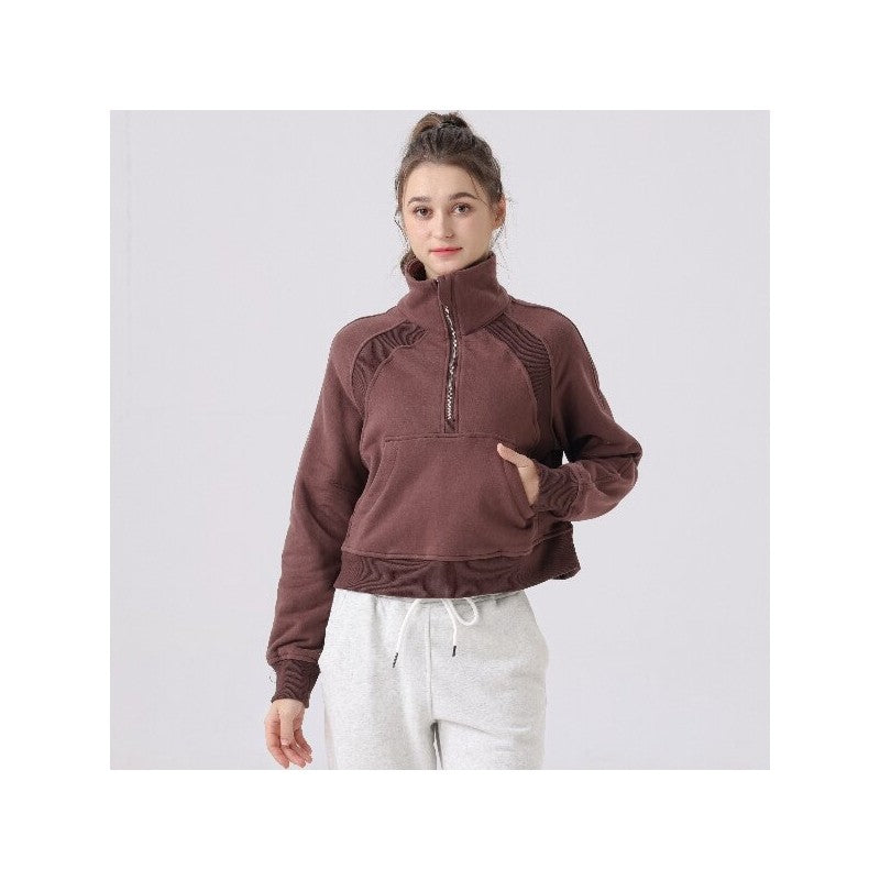 Loose-Fit Wrinkle-Resistant High-Neck Solid Color Blouse
