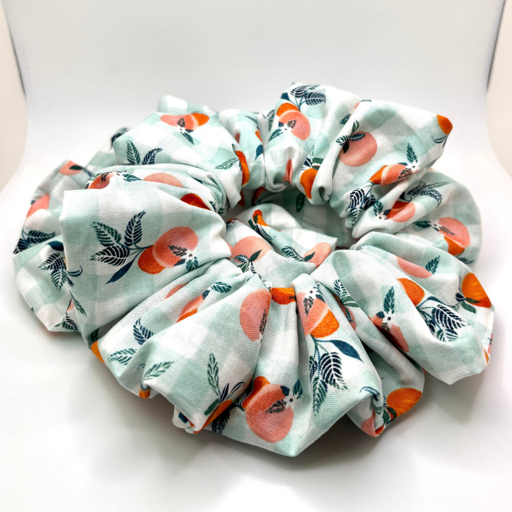 Peach Gingham Summer Scrunchie
