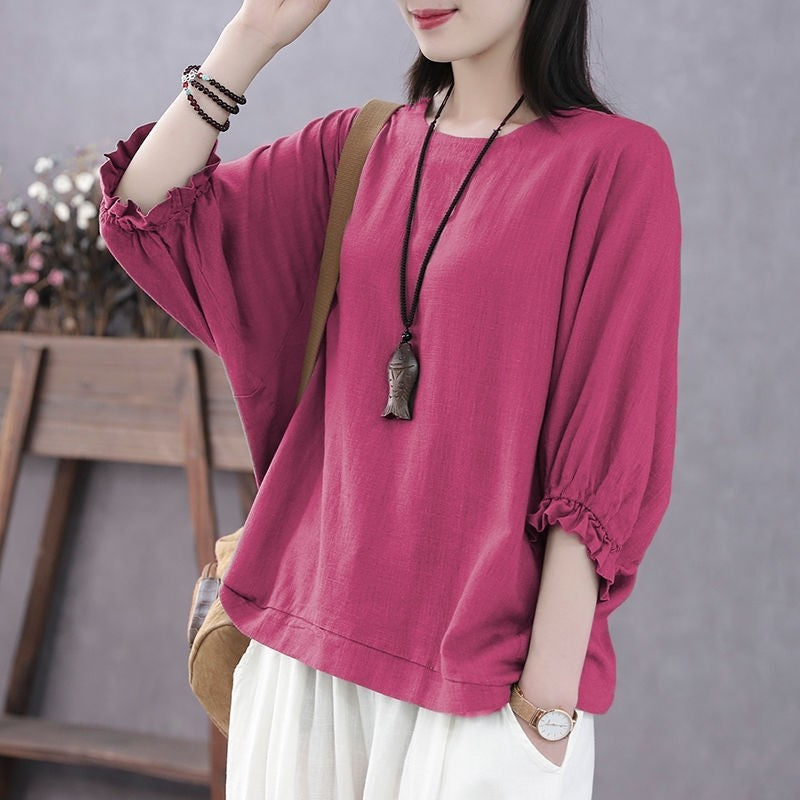 Solid Color Maternity Batwing Sleeve Blouse