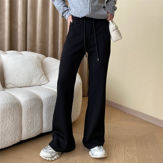 High-Waisted Flared Pants with Velvet-Lined Interior