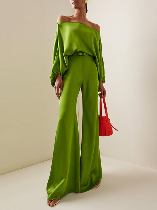 High-Waisted Loose Solid Color Split-Joint Trousers