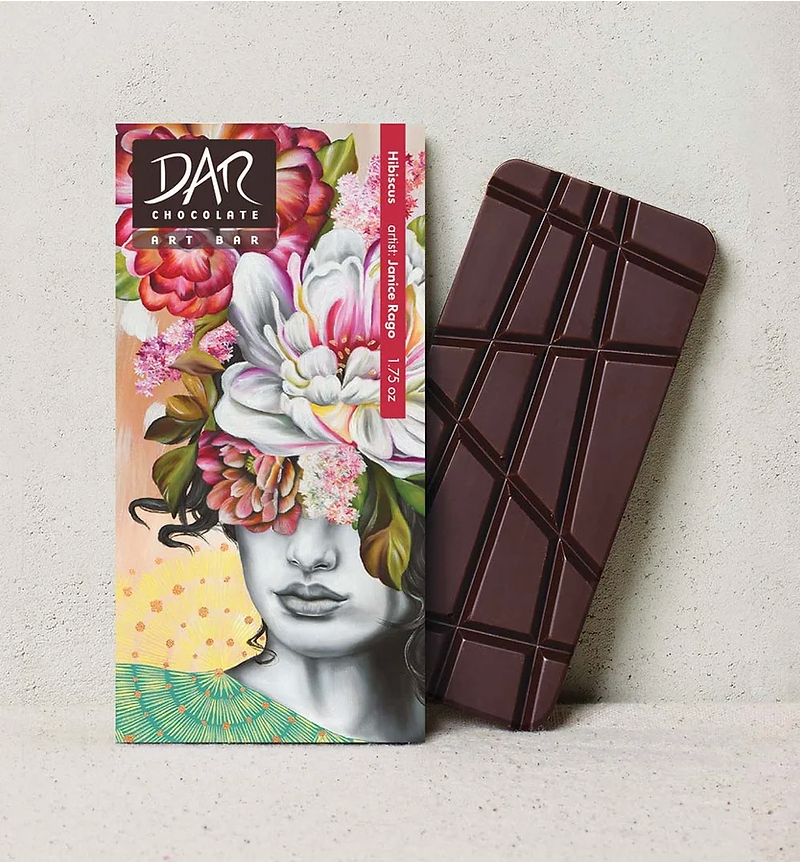 Art Bars: Hibiscus 72% Dark Chocolate Bar Vegan Organic