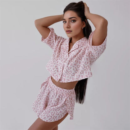 Floral Print Short Sleeve Shorts Pajama Set