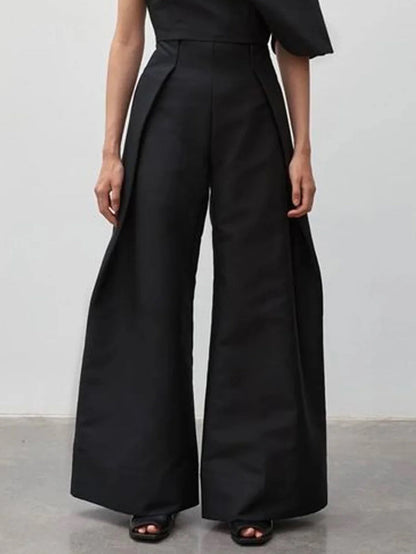Loose Sleeveless Solid Color Off-The-Shoulder Two Pieces Set