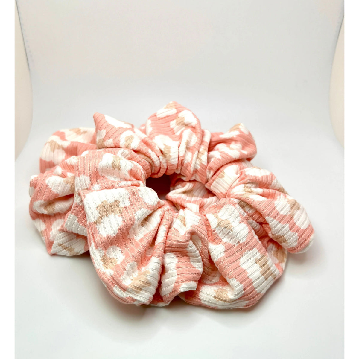 Pink Cheetah Ribbed Scrunchie