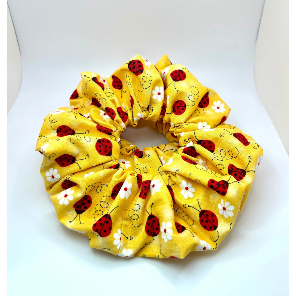 Yellow Ladybug Scrunchie