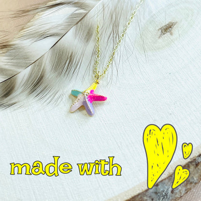 Starfish Necklace Gold Beach Jewelry Colorful Summer Pendant