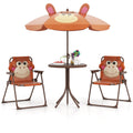 4 Pieces Kids Picnic Set with 2 Folding Chairs and Height Adjustable Umbrella