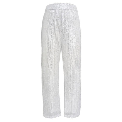 Solid Color Straight Leg Glitter Pants