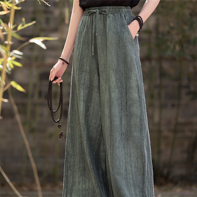 Relaxed Drawstring Wide-Leg Trousers
