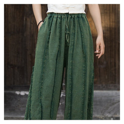 Solid Color Sand Washed Brushed Drawstring Pants
