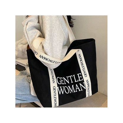 Chic Canvas Tote with Oversized Letter Print
