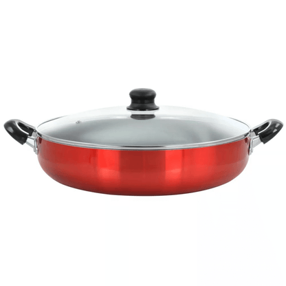 Better Chef 14" Aluminum Non-Stick Metallic Red Deep Fryer with Glass Lid