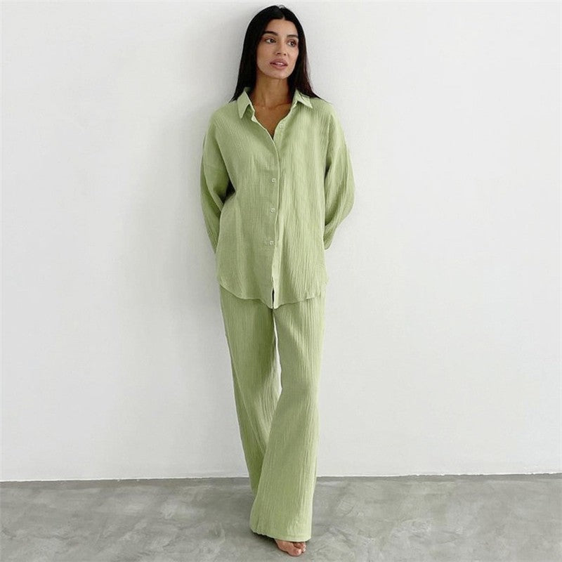 Casual Comfort: Relaxed Fit Long Sleeve Top and Cozy Pants