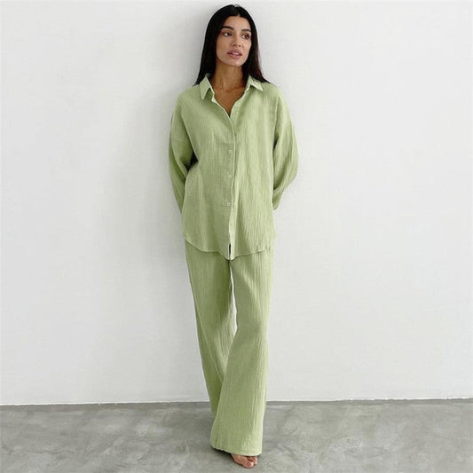 Casual Comfort: Relaxed Fit Long Sleeve Top and Cozy Pants
