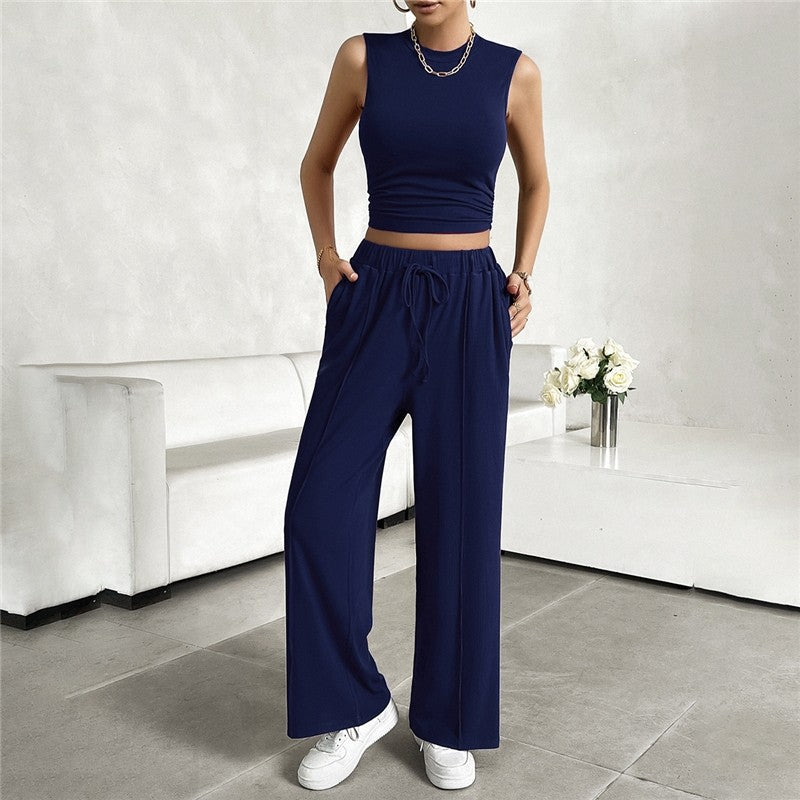 Sleek Sleeveless Top and Long Pant Set