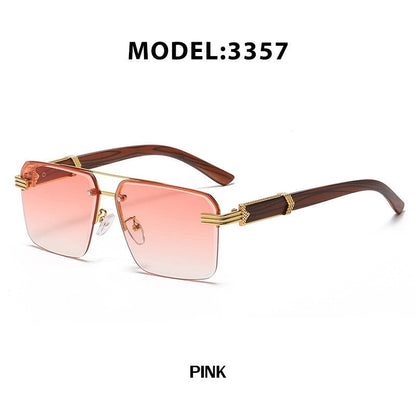 Men's Sunglasses With Frameless Woodgrain-Inspired Legs