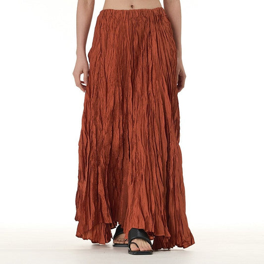 Solid Color Draped Ruched Skirt