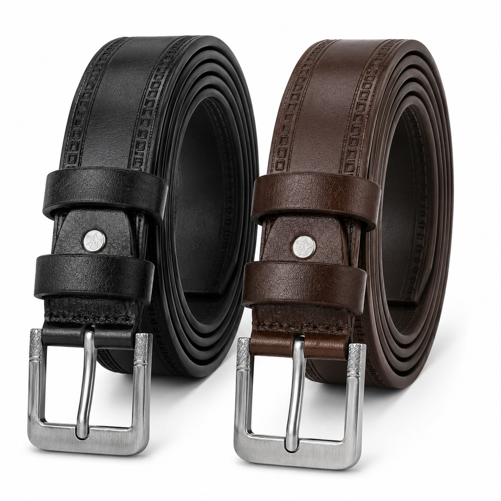 Men's Classic Dress Belt 2-Pack – Black & Brown Belts