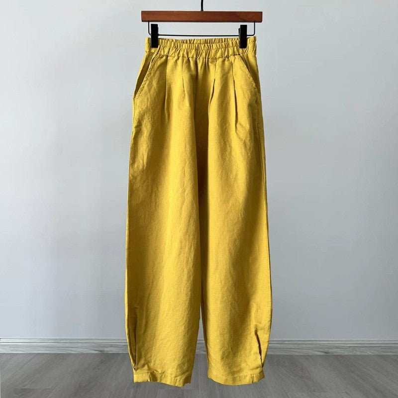 Relaxed Fit Monochrome Lantern Trousers for Versatile Styling