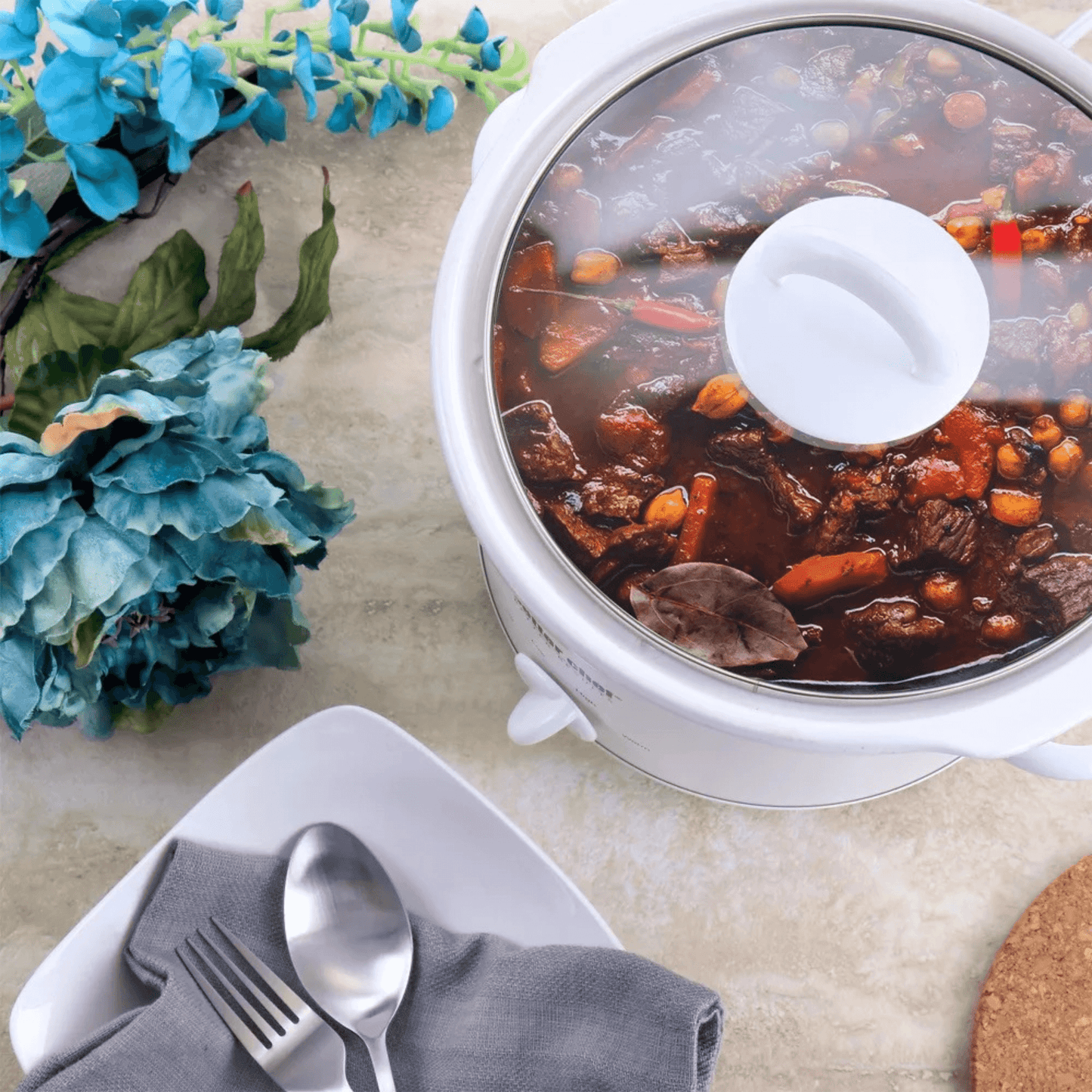Better Chef 3-Quart Round Slow Cooker with Removable White Crock