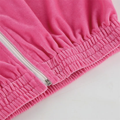 Velvet Drawstring Hoodie and Wide Leg Pants Sports Casual Suit