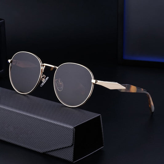 Fashionable Rimless Cut Edge Sunglasses With Metal Ellipse