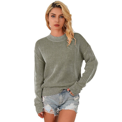 Striped Thickened Turtleneck Long Sleeve Sweater